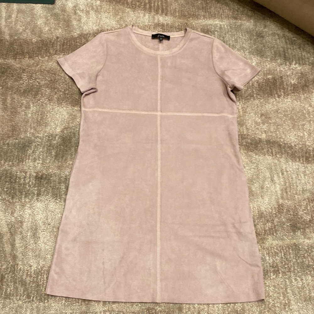 Joh Lilac Faux Suede Dress stretch with pockets oh so comfy Sz Large EUC